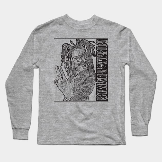 Busta Rhymes // Black Retro Long Sleeve T-Shirt by Degiab